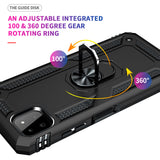 For Boost Mobile Celero 5G Military Grade Heavy Duty Armor Protection Hybrid with Rotating Metal Ring Kickstand Finger Loop Stand  Phone Case Cover