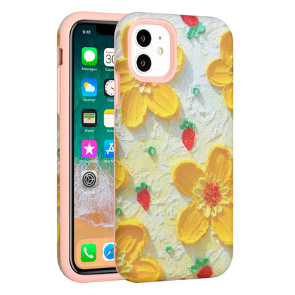 For Apple iPhone 14 (6.1") Bliss Floral Stylish Design Hybrid Rubber Silicone TPU Hard Shockproof Armor Slim  Phone Case Cover