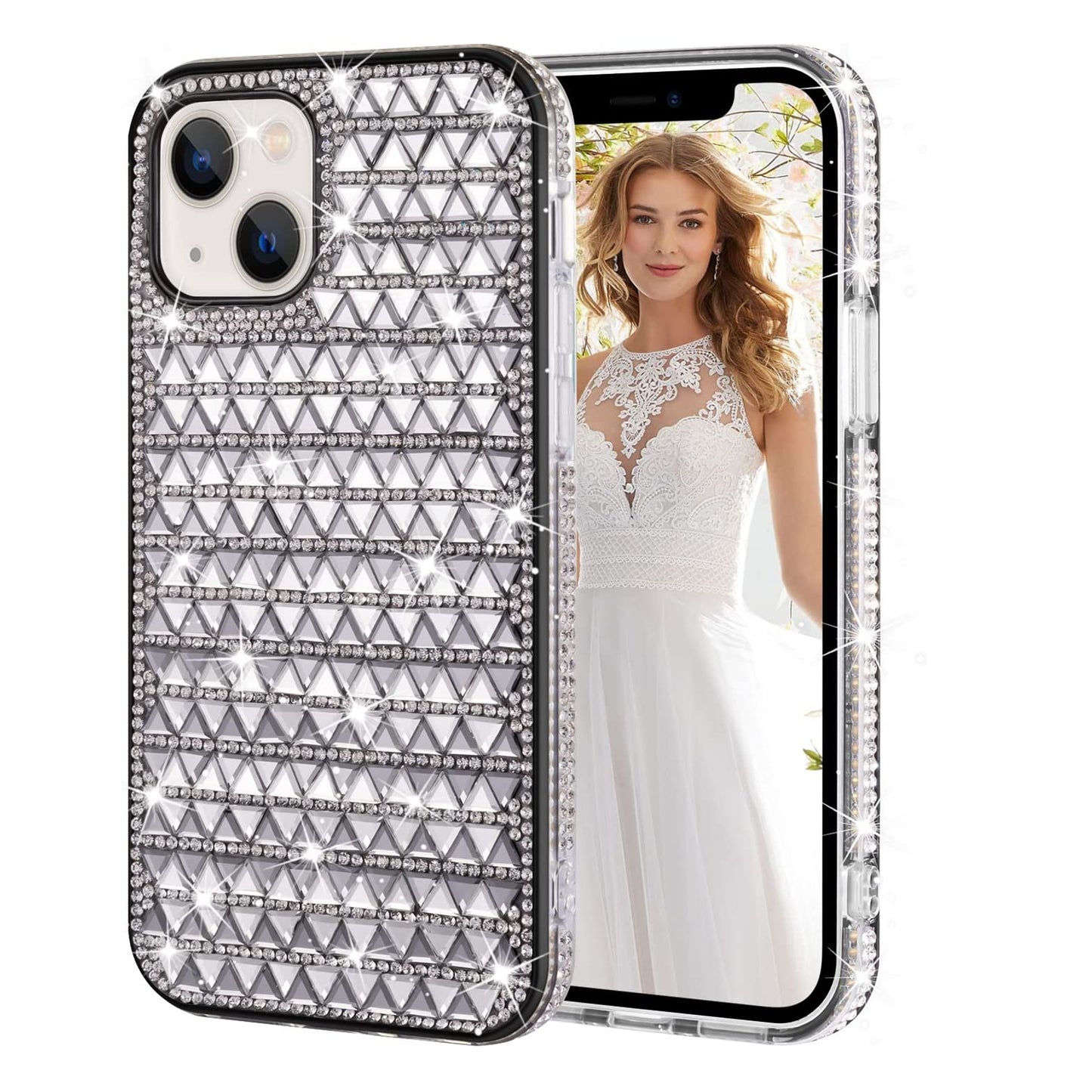 For Samsung Galaxy S22 Diamonds Sparkle 3D Crystal Glitter Bling Shiny Rhinestone Hybrid Bumper Hard Protective  Phone Case Cover