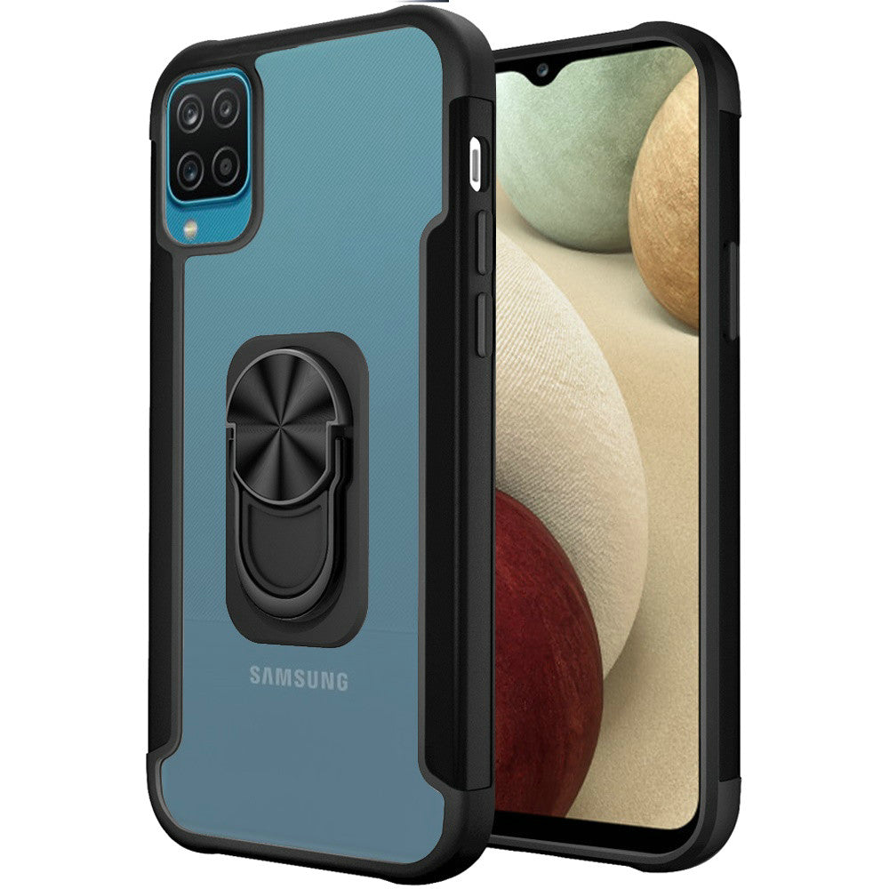 For Samsung Galaxy S22 Ultra Clear Stand Military Grade Design Hybrid Ring Holder Kickstand [Magnetic Car Mount Feature]  Phone Case Cover