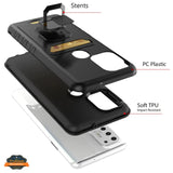 For Motorola Moto G Stylus 2022 4G Wallet Credit Card Slot Holder with Ring Kickstand Back Heavy Duty Shockproof Hybrid  Phone Case Cover