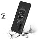 For TCL 30 XE 5G Hybrid Dual Layer with 360° Rotate Magnetic Ring Stand Holder Kickstand, Rugged Shockproof Protective  Phone Case Cover