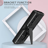 For Samsung Galaxy Z Fold 4 5G Hybrid Armor Rugged with Kickstand, Supports Magnetic Car Mount Dual Layer Hard PC  Phone Case Cover