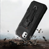 For Apple iPhone 13 Mini (5.4") Rugged Heavy Duty Dual Layers Hybrid Shockproof Protective with Metal Clip Holder & Kickstand  Phone Case Cover