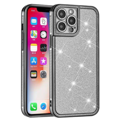 For Apple iPhone 13 Pro Max Luxury Chromed Edge Glitter Star Bling Thick TPU Shiny Bling Protective Frame  Phone Case Cover