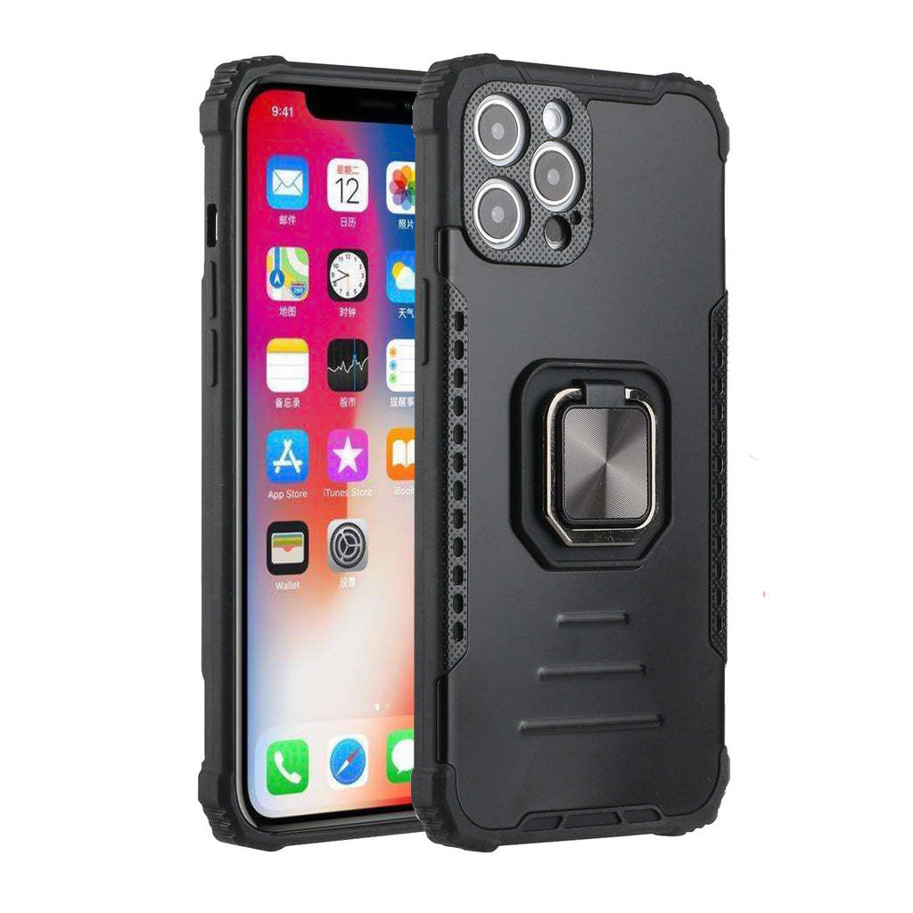 For Apple iPhone 11 (6.1") Hybrid with Stand Magnetic Ring Kickstand Bumper Shockproof Armor Heavy Duty Military Grade  Phone Case Cover