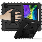 Case for Apple iPad Air 4 / iPad Air 5 / iPad Pro (11 inch) Hybrid 3in1 Armor Rugged with Built-in Kickstand 360° Rotatable Stand & Shoulder Hand Strap Corner Shockproof Black Tablet Cover