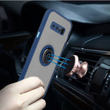 For Samsung Galaxy Note 8 Hybrid Protective PC TPU Shockproof with 360° Rotation Ring Magnetic Stand & Covered Camera Blue Phone Case Cover