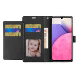 For Apple iPhone 13 Pro Max 6.7" Wallet Case PU Leather Credit Card ID Pocket Cash Holder Slot Dual Flip Pouch Folio Stand and Strap Black Phone Case Cover