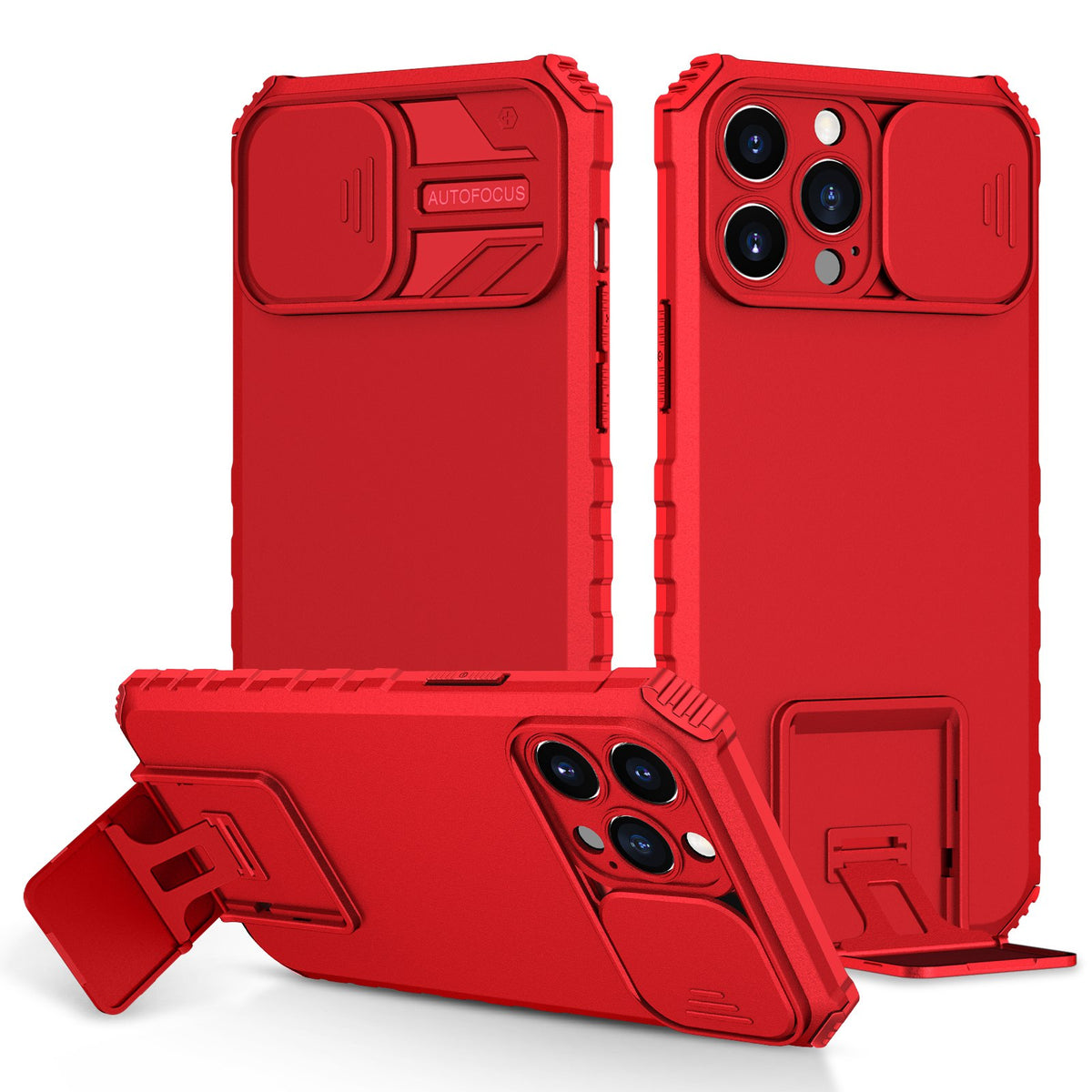 For Apple iPhone 14 Pro (6.1") Slim Hybrid Hard PC & TPU Rubber Shockproof with Kickstand & Covered Camera Protection  Phone Case Cover