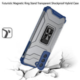 For Samsung Galaxy S21 FE /Fan Edition Transparent 360 Rotation Built-in Magnetic Ring Kickstand Holder Hybrid Rugged Armor Bumper  Phone Case Cover