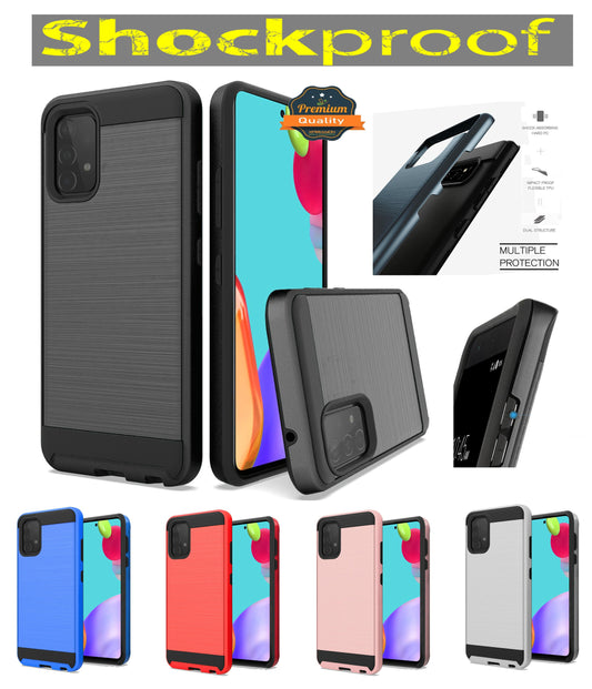 For Boost Mobile Celero 5G Hybrid Rugged Brushed Metallic Design [Soft TPU + Hard PC] Dual Layer Shockproof Armor Impact Slim  Phone Case Cover