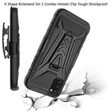 For TCL A3X Hybrid 3 in 1 Rugged Combo Belt Clip Holster Heavy Duty Tough Shockproof Rubber Hard PC + TPU with Kickstand Stand Black Phone Case Cover