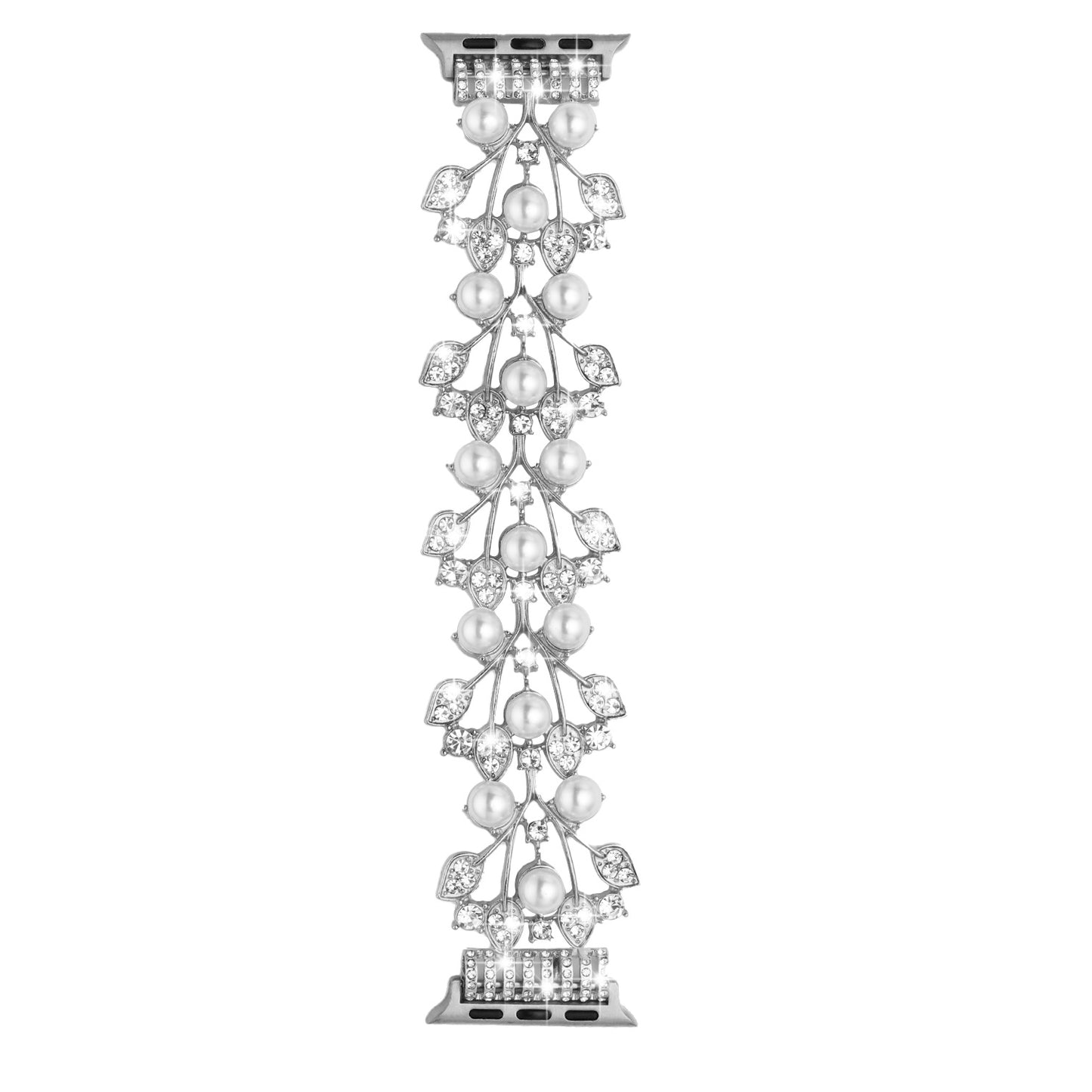 For Apple Watch Size 38/40/41mm Pearl Diamond Bling Zinc Alloy Wristband Watch Band Strap for iWatch Series 8/7/SE/6/5/4/3/2/1/SE 2(2022)  Phone Case Cover