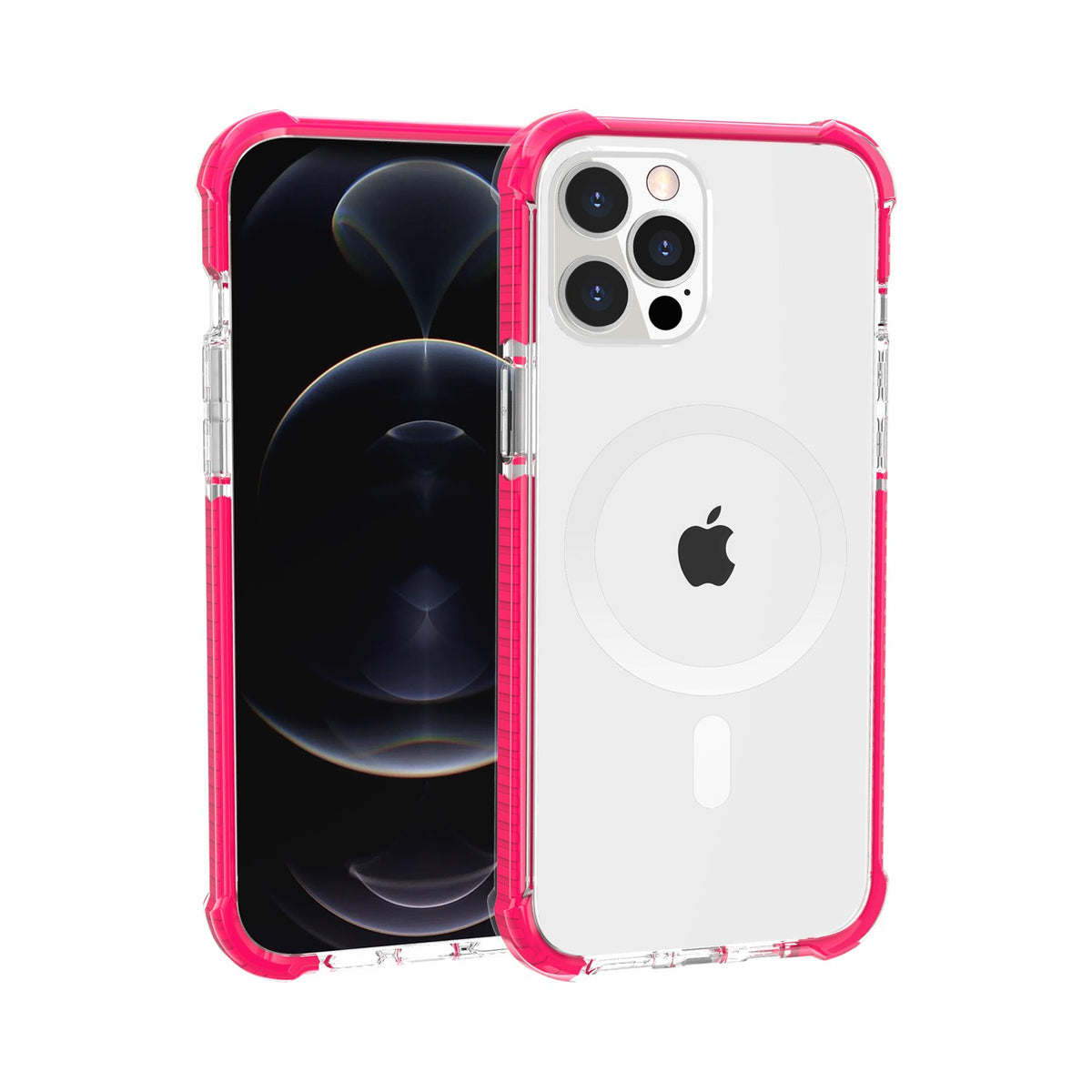 For Apple iPhone 14 Plus (6.7") Hybrid Acrylic Transparent Hard PC + TPU Color Frame Bumper Compatible with MagSafe  Phone Case Cover