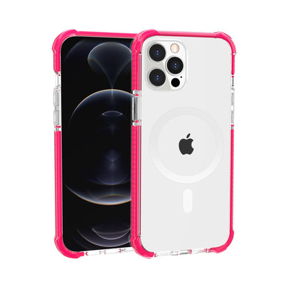 For Apple iPhone 14 Plus (6.7") Hybrid Acrylic Transparent Hard PC + TPU Color Frame Bumper Compatible with MagSafe  Phone Case Cover