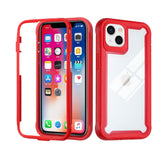 For Apple iPhone 13 (6.1") Hybrid 3 in 1 Transparent Shockproof Full Body Frame Bumper Rugged Hard PC TPU Rubber Protective Heavy Duty  Phone Case Cover