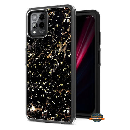 For T-Mobile Revvl 6 Pro 5G /Revvl 6 5G Pattern Design Bling Glitter Shockproof Hybrid Soft TPU Frame and Hard PC Back  Phone Case Cover
