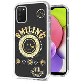 For Samsung Galaxy A03S Smiling Glitter Ornament Bling Sparkle with Ring Stand Hybrid Slim TPU + Hard Back Shell  Phone Case Cover