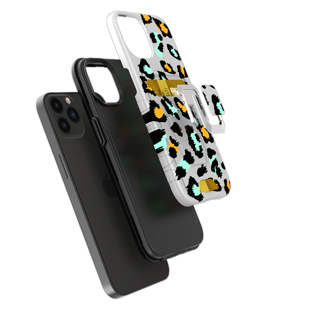 For Apple iPhone 14 Pro (6.1") Wallet Designed Credit Card Holder & Magnetic Stand Kickstand Ring Heavy Duty Hybrid  Phone Case Cover