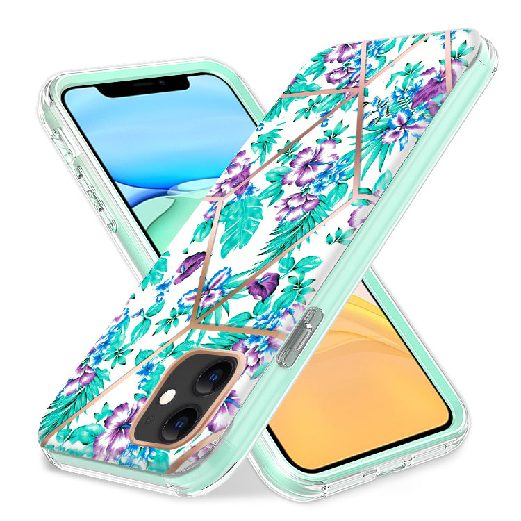 For Apple iPhone 14 Pro Max (6.7") Dual Layer Hybrid Shockproof Fashion Design IMD Electroplating 2in1 Frame  Phone Case Cover