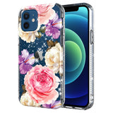 For Apple iPhone 8 Plus/7 Plus/6 Plus/6s Plus Slim Hybrid Shiny Glitter Clear Floral Pattern Bloom Flower Design Hard PC  Phone Case Cover