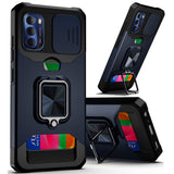 For Motorola Moto G Stylus 2022 4G Wallet Case with Ring Stand & Camera Cover Credit Card Holder, Military Grade Hard  Phone Case Cover