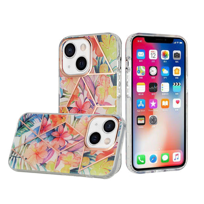 For Apple iPhone 14 Pro (6.1") Fashion Floral IMD Design Flower Pattern Hybrid Protective Hard Rubber TPU Back  Phone Case Cover