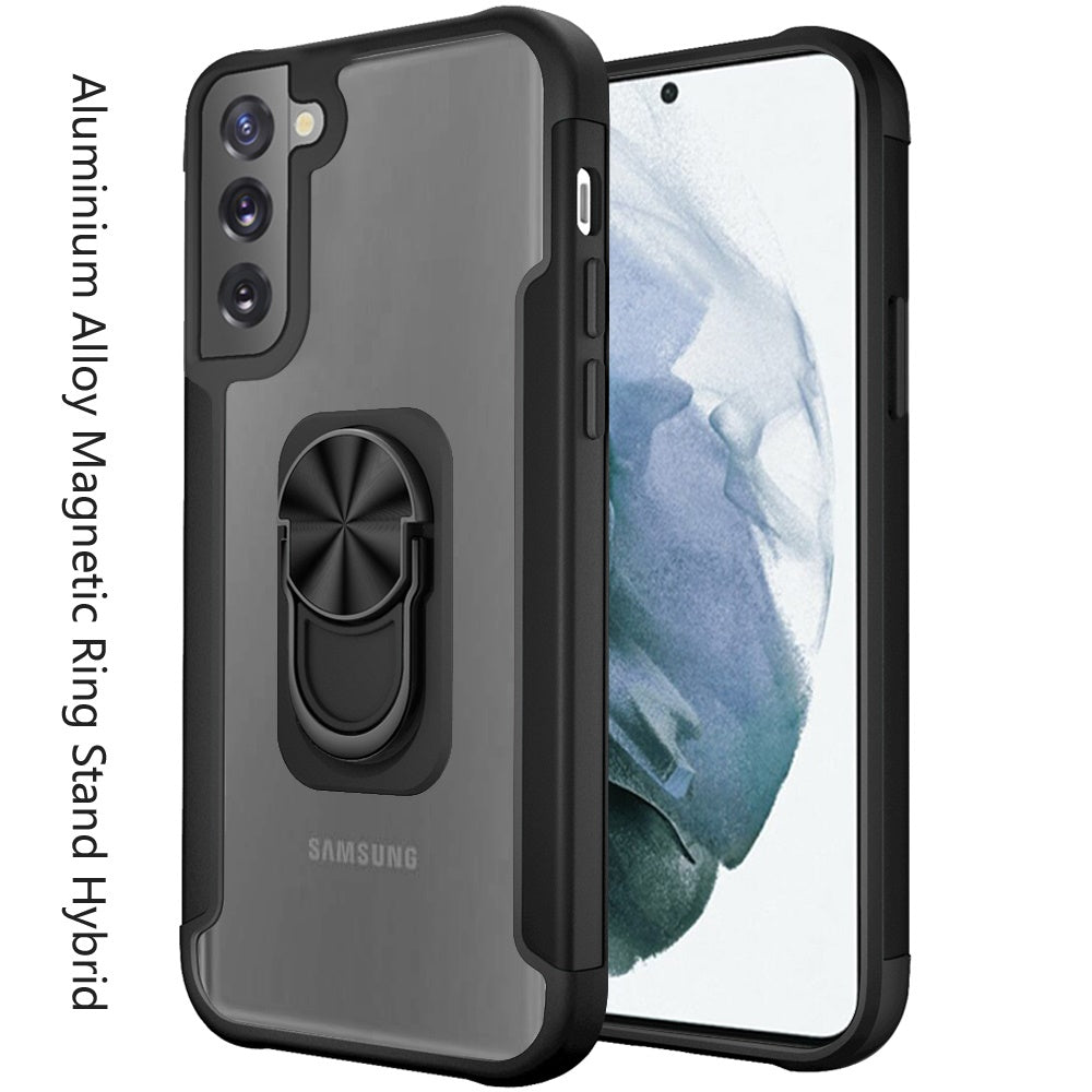 For Samsung Galaxy S22 Ultra Clear Stand Military Grade Design Hybrid Ring Holder Kickstand [Magnetic Car Mount Feature]  Phone Case Cover