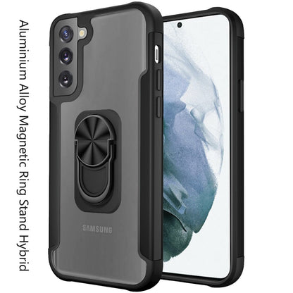 For Samsung Galaxy S22 Ultra Clear Stand Military Grade Design Hybrid Ring Holder Kickstand [Magnetic Car Mount Feature]  Phone Case Cover