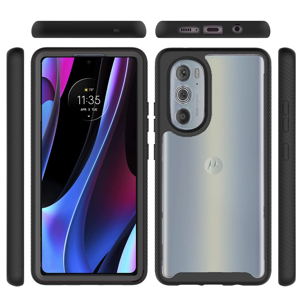For Motorola Edge+ 2022 /Edge Plus Clear Dual Layer Tuff Rugged Bumper Frame Heavy Duty Hybrid Shockproof Rubber TPU  Phone Case Cover