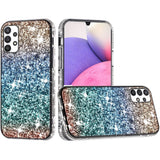 For Samsung Galaxy A33 5G Rhinestone Sparkling Rainbow Gradual Glitter Full Diamond Bling Protective Hybrid Rugged Slim Bumper  Phone Case Cover