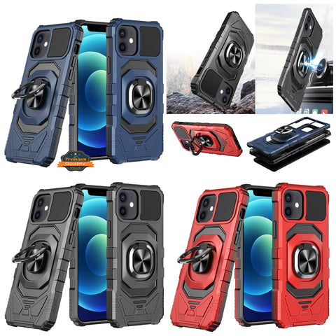 For Samsung Galaxy A02S Hybrid Dual Layer with Rotate Magnetic Ring Stand Holder Kickstand, Rugged Shockproof Anti-Scratch Protective  Phone Case Cover