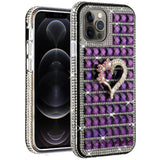 For Apple iPhone XR Fashion Luxury 3D Bling Diamonds Rhinestone Jeweled Ornament Shiny Crystal Hybrid Hard  Phone Case Cover