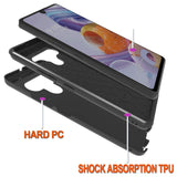 For AT&T Motivate 2 Brushed Metal Texture Hybrid Dual Layer Defender TPU Rugged Shockproof Armor Carbon Fiber Design  Phone Case Cover