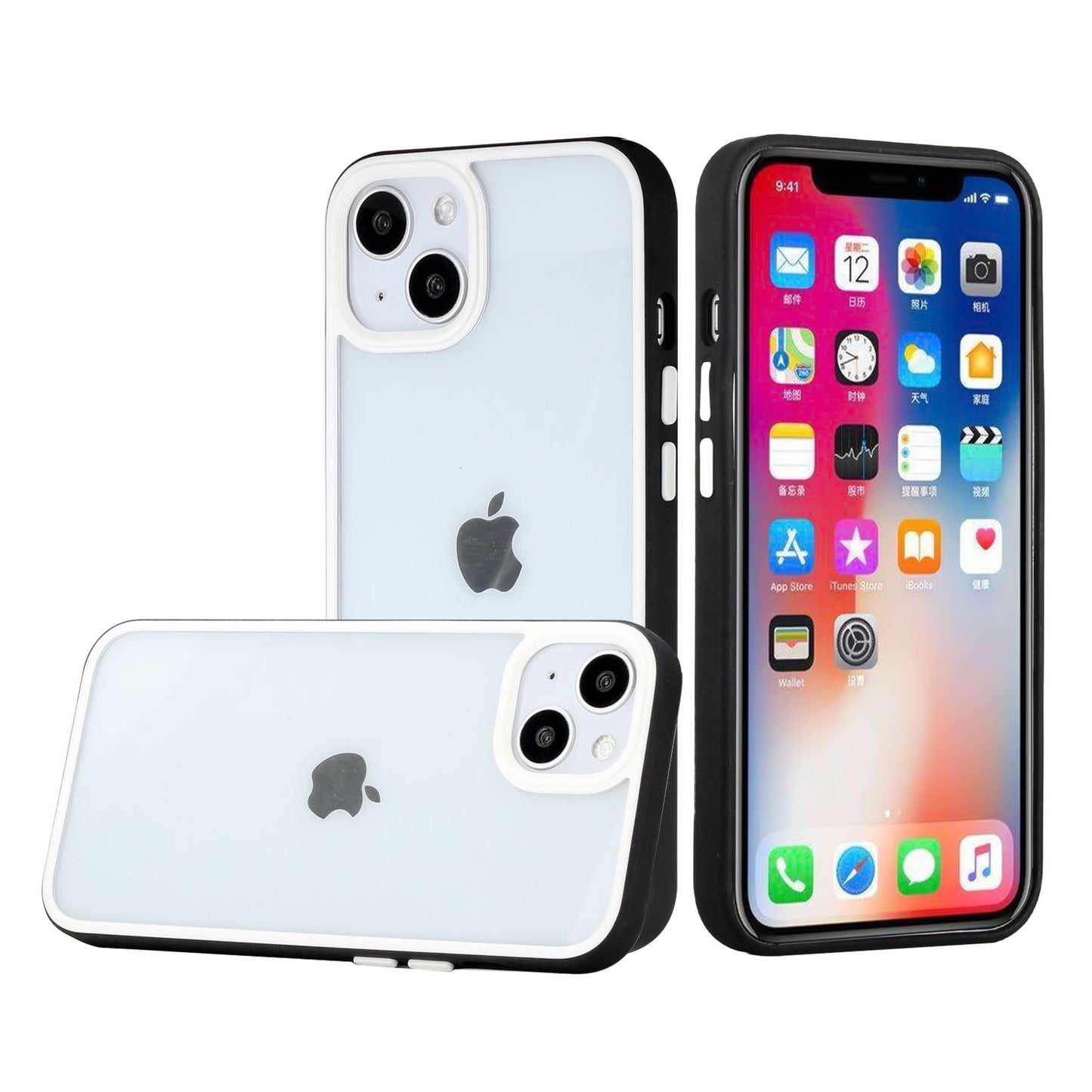 For Apple iPhone 14 /Plus Pro Max Hybrid Transparent Colored Frame Bumper Hard Back Shockproof Slim  Phone Case Cover