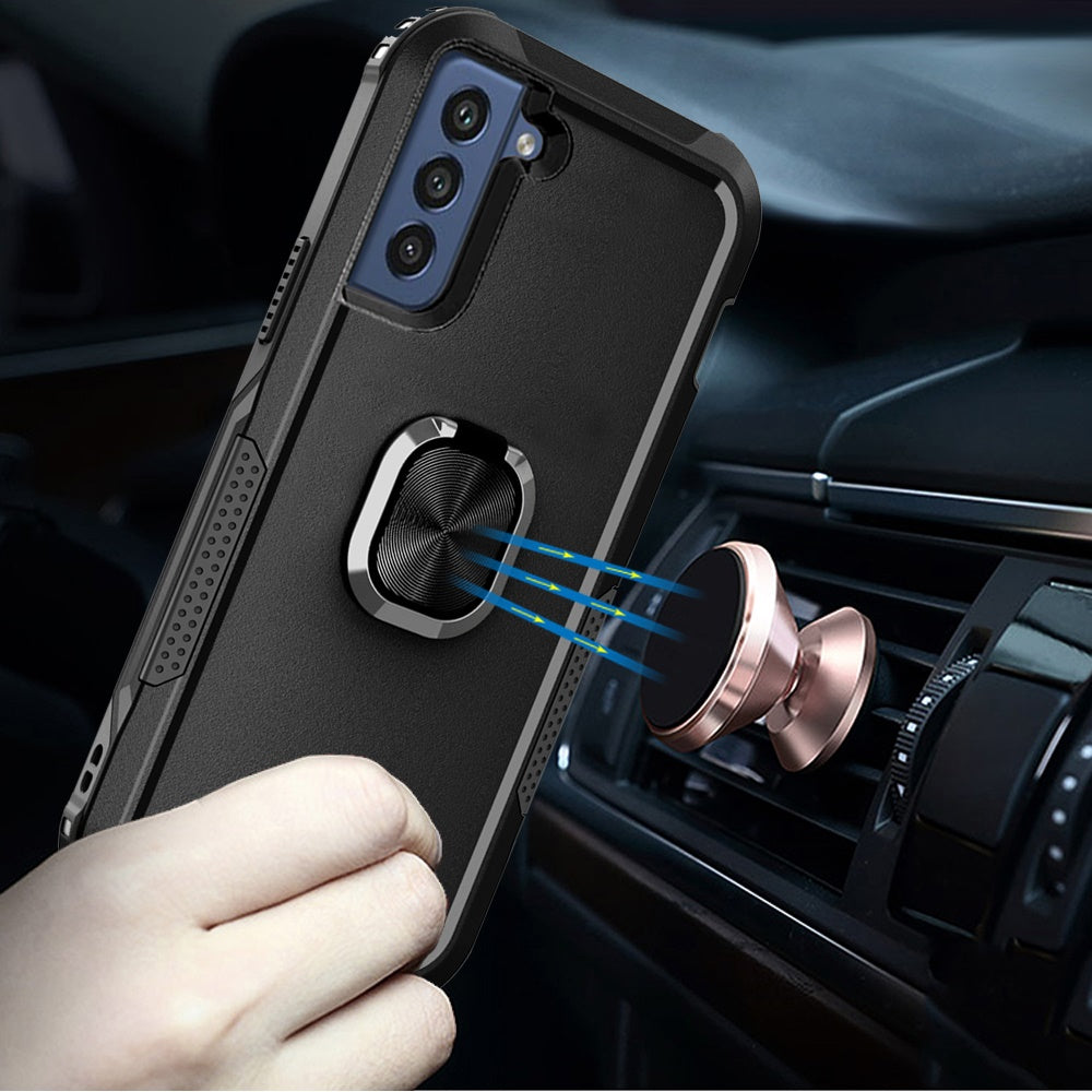 For Apple iPhone 14 (6.1") Heavy Duty 3in1 Magnetic Ring Kickstand Hybrid Shockproof Military-Grade Drop Protection  Phone Case Cover
