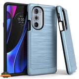 For Motorola Edge+ Plus 2022 Armor Brushed Texture Rugged Carbon Fiber Design Shockproof Dual Layers Hard PC + TPU  Phone Case Cover