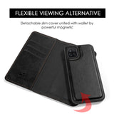 For Samsung Galaxy A22 5G Luxury PU Leather Wallet Pouch Magnetic Detachable with Credit Card Slots Removable Flip Cover Black Phone Case Cover