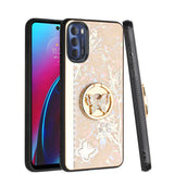 For Samsung Galaxy A13 5G Diamond Bling Sparkly 3D Ornaments Engraving Hybrid with Ring Stand Holder Fashion Gold Butterfly Phone Case Cover