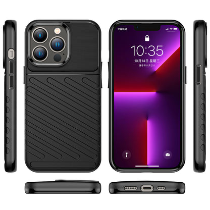 For Apple iPhone 14 Pro Max (6.7") Rugged Hybrid Silicone Gel TPU Bumper Texture Shockproof Anti Slip Protective Stylish  Phone Case Cover