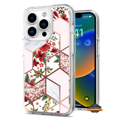 For Apple iPhone 14 Plus (6.7") Stylish Hybrid Fashion Marble Trendy Design Hard Back PC Shockproof TPU Protective  Phone Case Cover
