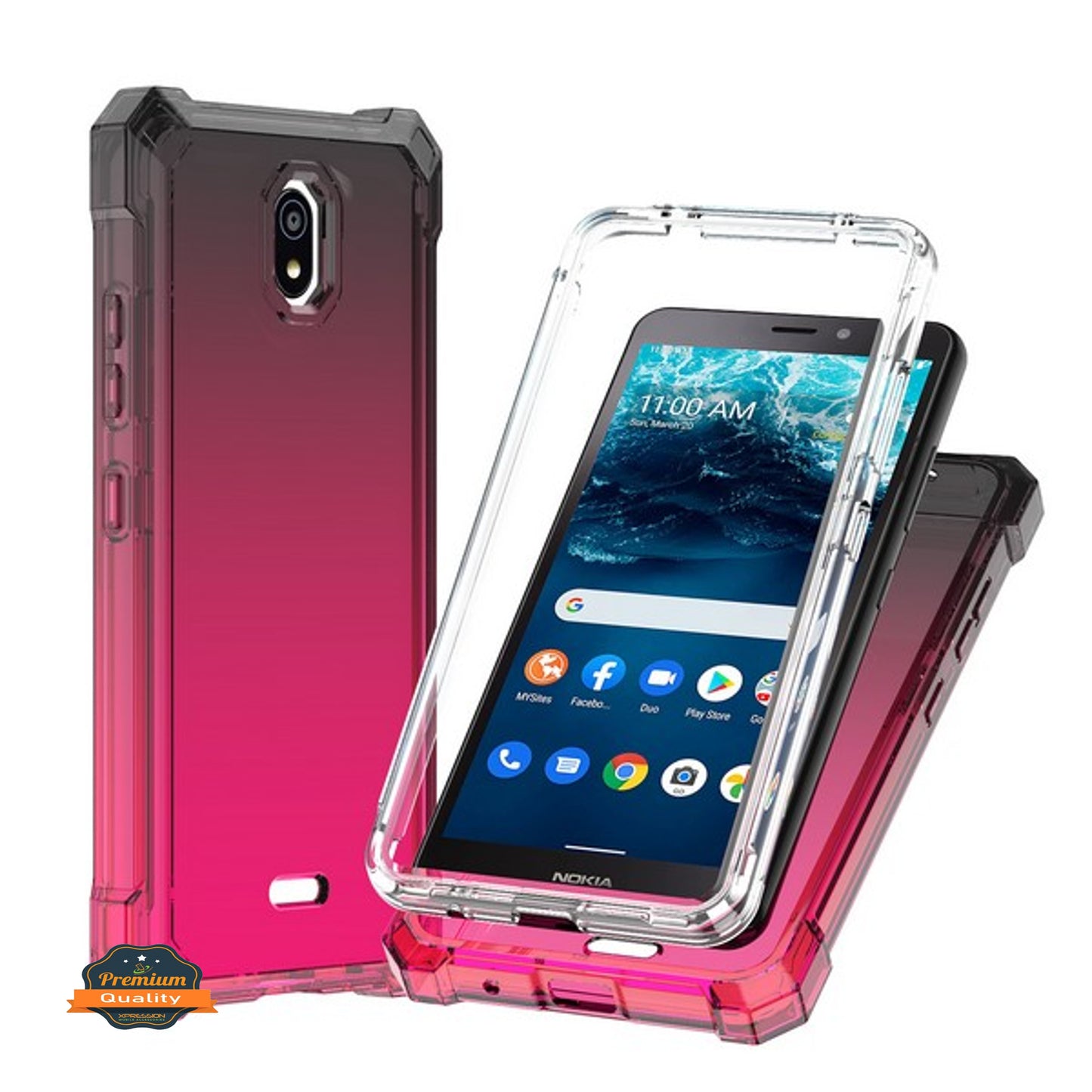 For Nokia C100 Hybrid 2in1 Front Bumper Frame Cover Square Edge Shockproof TPU + Hard PC Anti-Slip Heavy Duty  Phone Case Cover