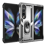 For Samsung Galaxy Z Fold 4 5G Shockproof Hybrid Dual Layer PC + TPU with Ring Stand Metal Kickstand Heavy Duty Rugged Armor Shell  Phone Case Cover