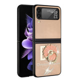 For Samsung Galaxy Z Flip 4 5G Diamond Bling Sparkly Glitter Ornaments Engraving Hybrid with Ring Stand Fashion  Phone Case Cover