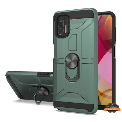 For Motorola Moto G Stylus 2021 4G Hybrid Ring Stand [360° Rotatable Ring Holder Magnetic Kickstand] Shockproof Rubber TPU  Phone Case Cover