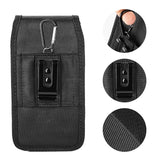 Universal Vertical Pouch Nylon Case with Belt Clip Holster and Belt Loop for Large Size Cell phone Fit Most Apple iPhone Samsung Galaxy LG Moto Cricket Universal Nylon [Large - Black]
