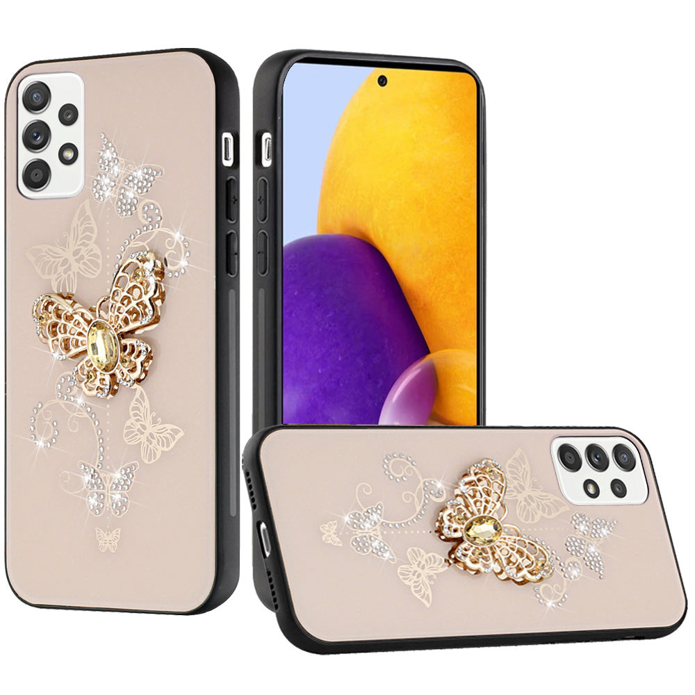 For Samsung Galaxy A73 5G 3D Diamond Bling Sparkly Glitter Ornaments Engraving Hybrid Armor Rugged Metal Fashion  Phone Case Cover