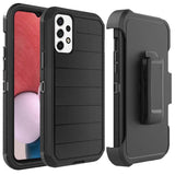 For Samsung Galaxy A13 4G 2022 Combo 3in1 Holster Heavy Duty Rugged with Swivel Belt Clip and Kickstand Black Phone Case Cover