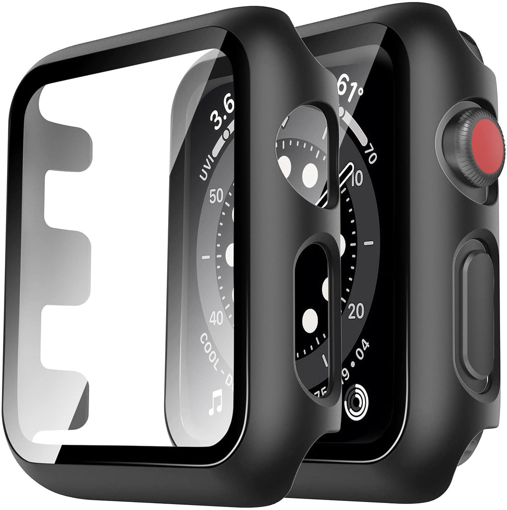 For Apple Watch 44mm Ultra Slim PC with Built in Clear Screen Protector Snap-on Full Coverage Shell Rubber TPU + Hard PC Frame for iWatch Series SE/6/5/4 Black Phone Case Cover
